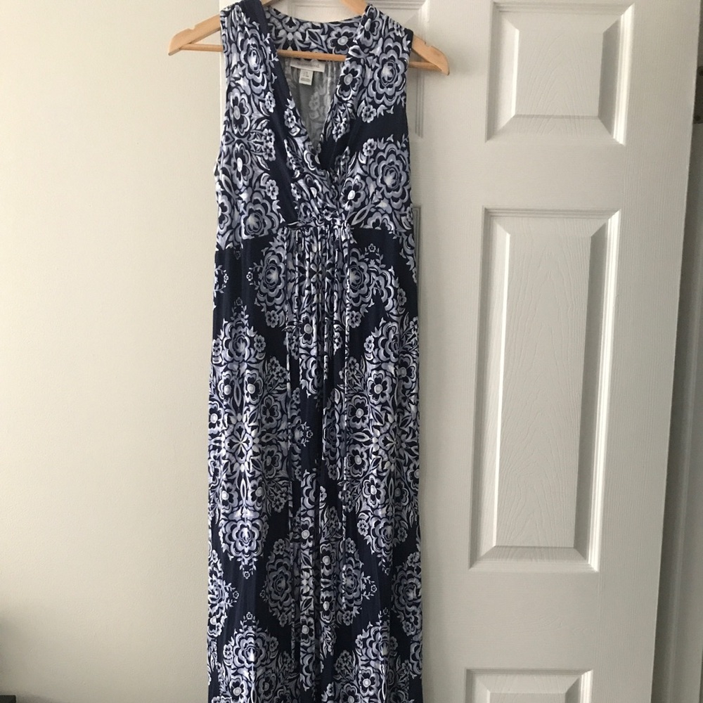 Motherhood navy sleeveless maxi maternity dress size S